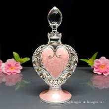 10ml Luxury Arabian Perfume Bottle Metal Glass Heart Shape Essential Oil Bottle with Box